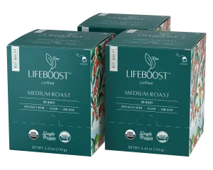 3x Medium Roast Lifeboost Go Bags -(10 bags in each)