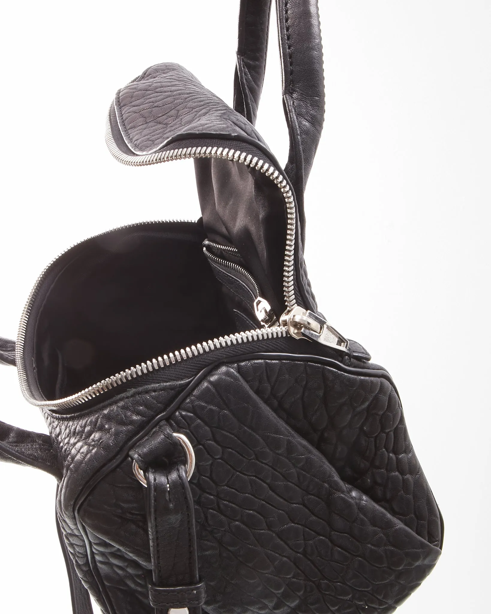 Alexander Wang Black Crinkled Top Handle Crossbody Bag