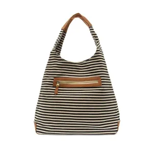 April Canvas Hobo Bag  - L8171-04  -  Women  BLACK & WHITE