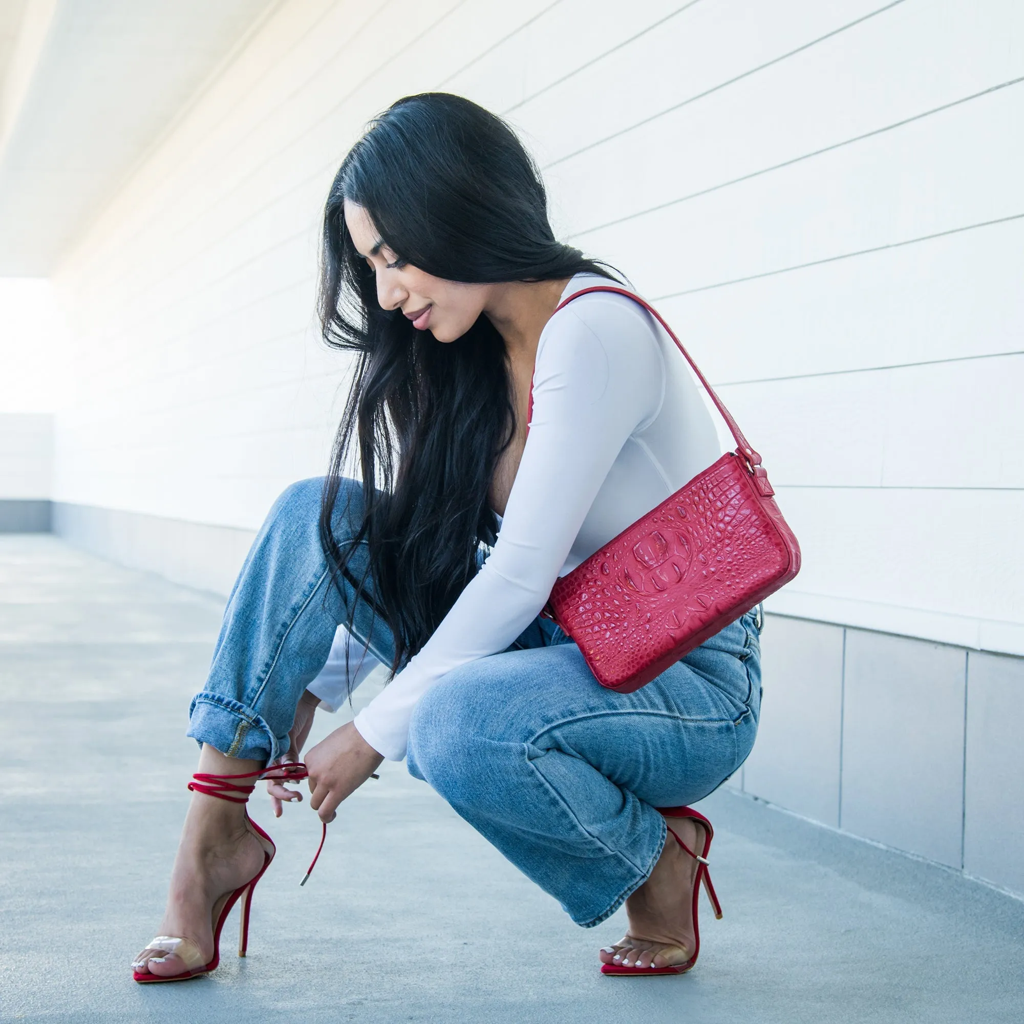 Baguette Shoulder Bag - Lipstick Red