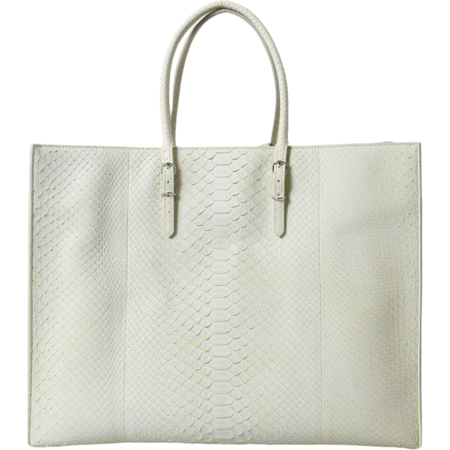 Balenciaga Chic Python Leather Tote in White & Yellow