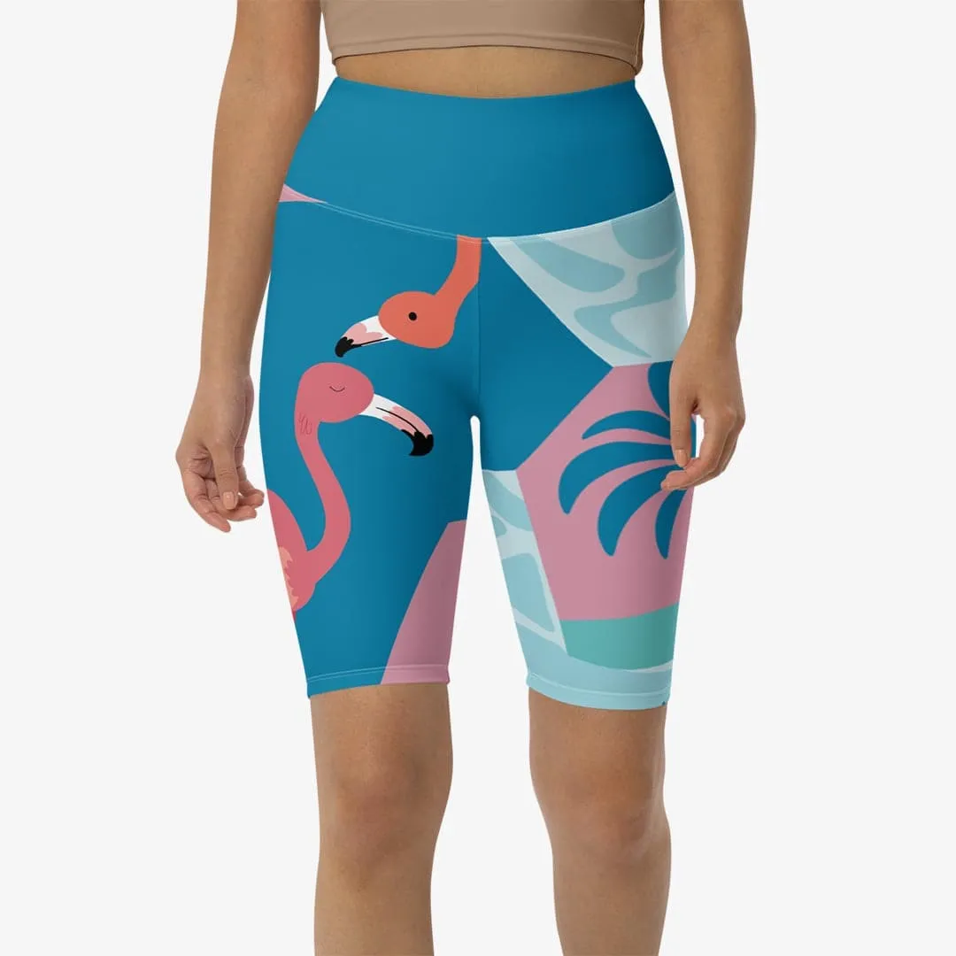 Biker Shorts "Flamingo" Azure/PInk