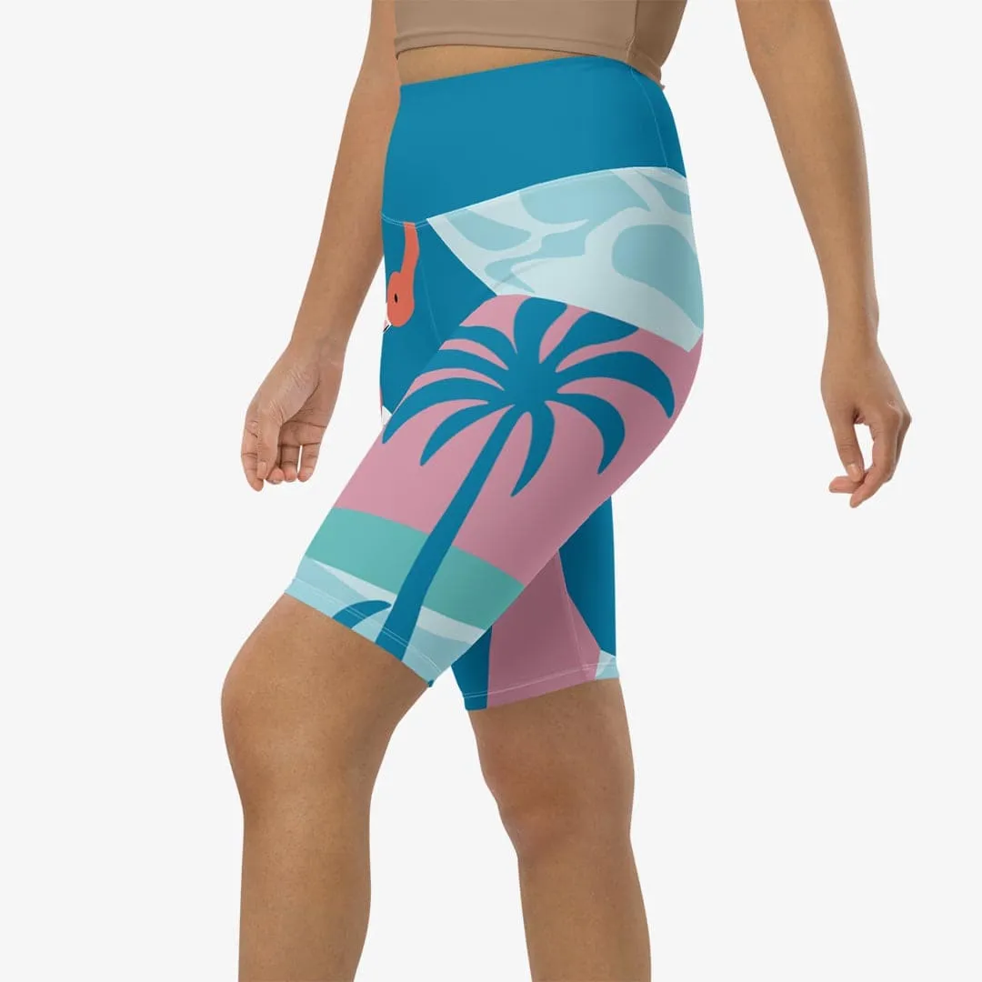 Biker Shorts "Flamingo" Azure/PInk