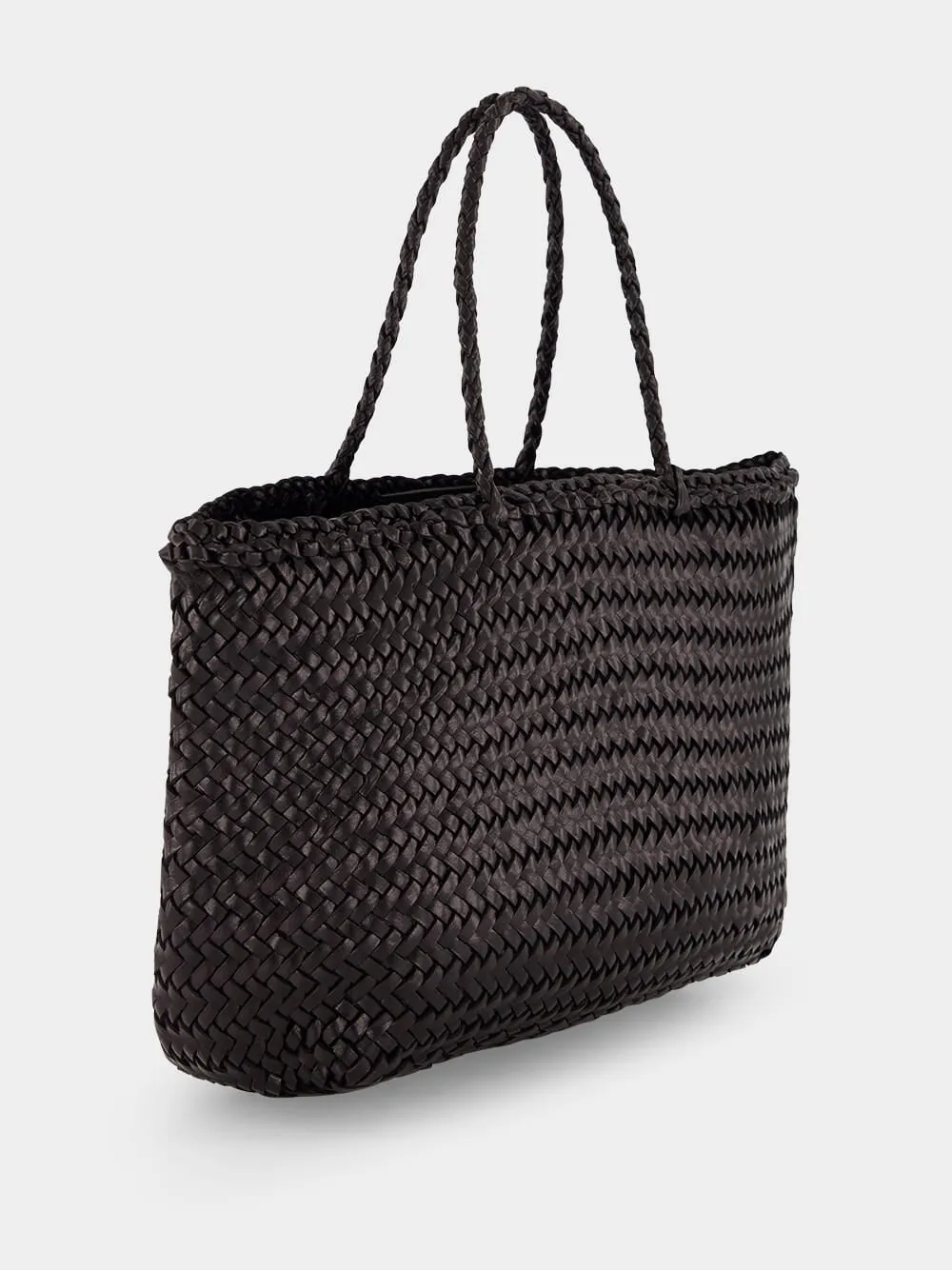 Black Grace Mini Woven Leather Basket Bag