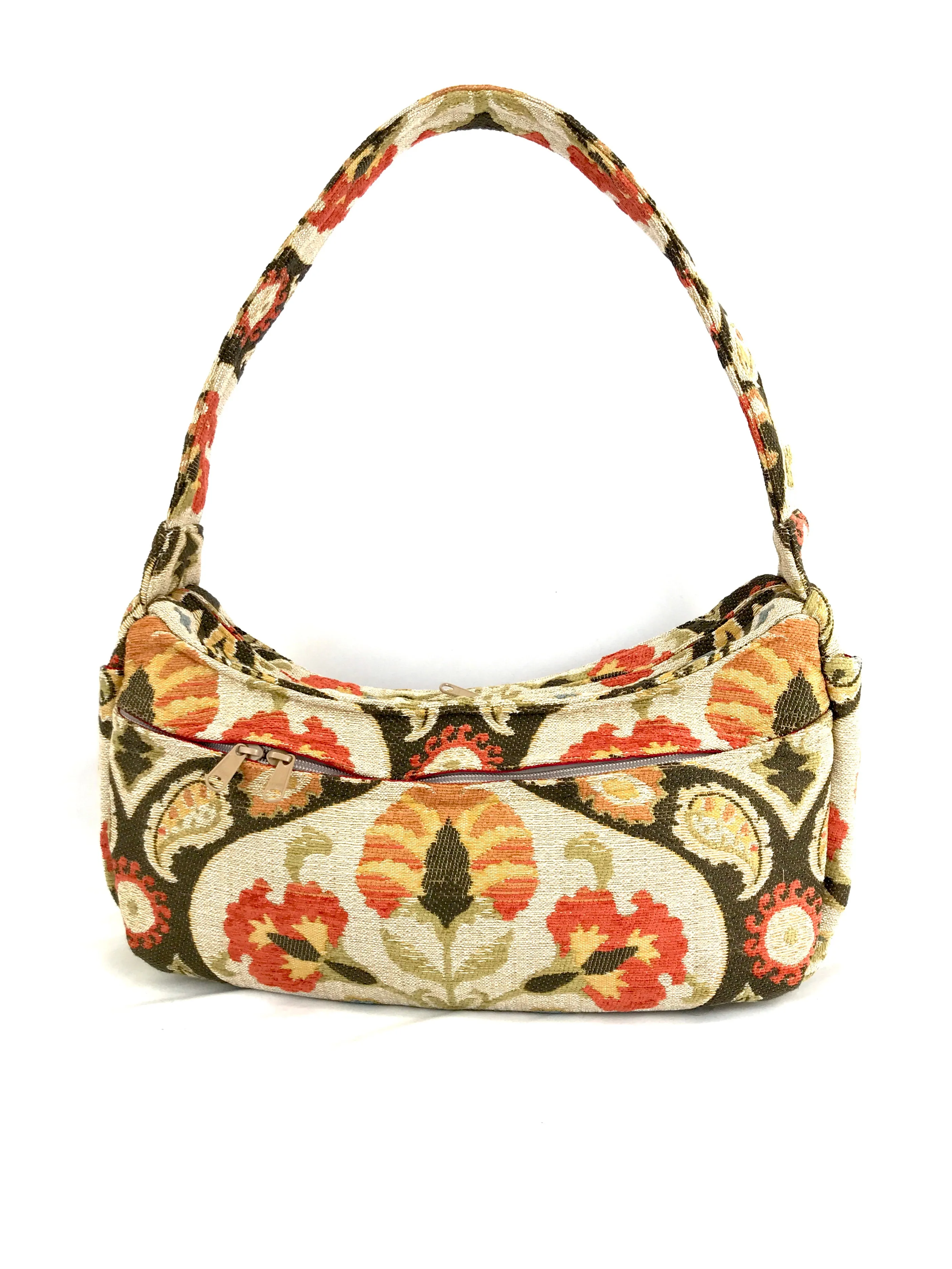 Boat Bag, Large, in Ivory Floral Tapestry