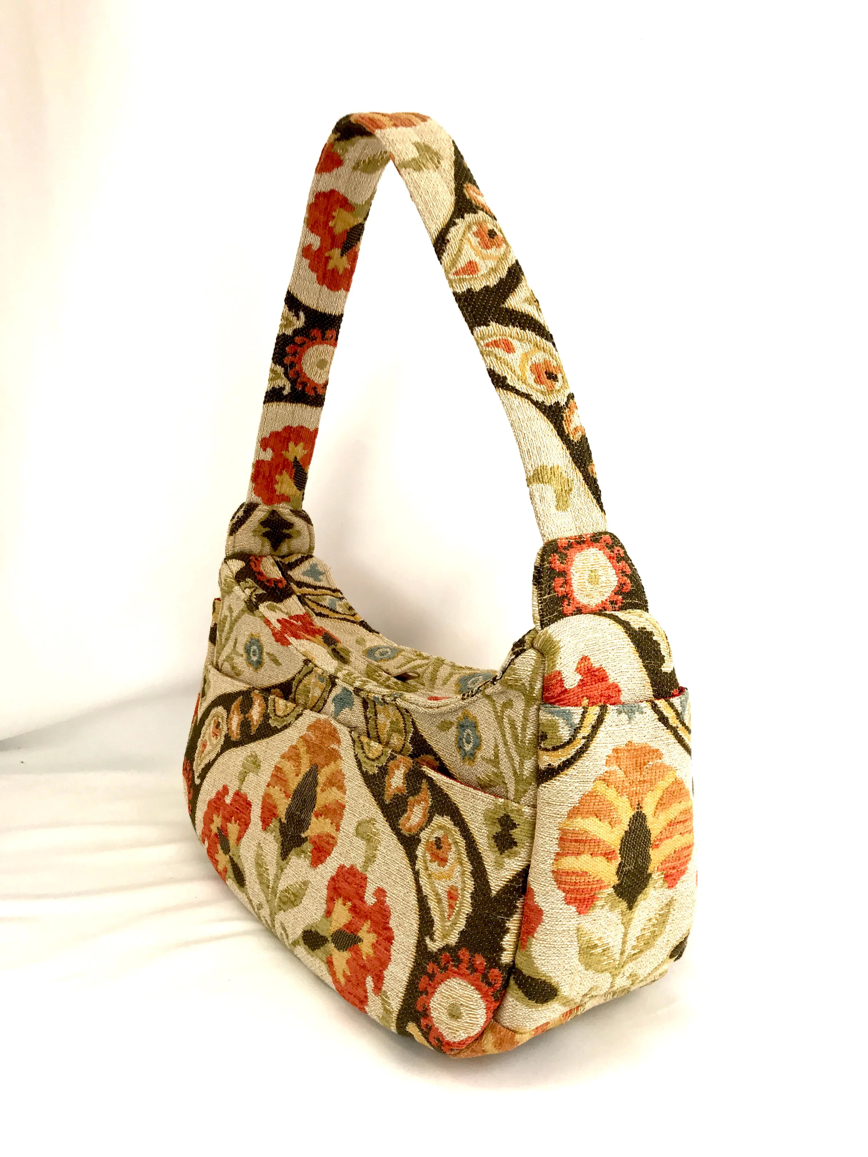 Boat Bag, Large, in Ivory Floral Tapestry