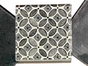 BOHO BLACK & WHITE GLASS TILES 5CM PATTERN NO. 45 (HM)