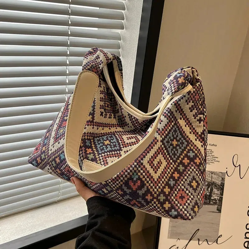 Boho Geometric Canvas Tote Bag