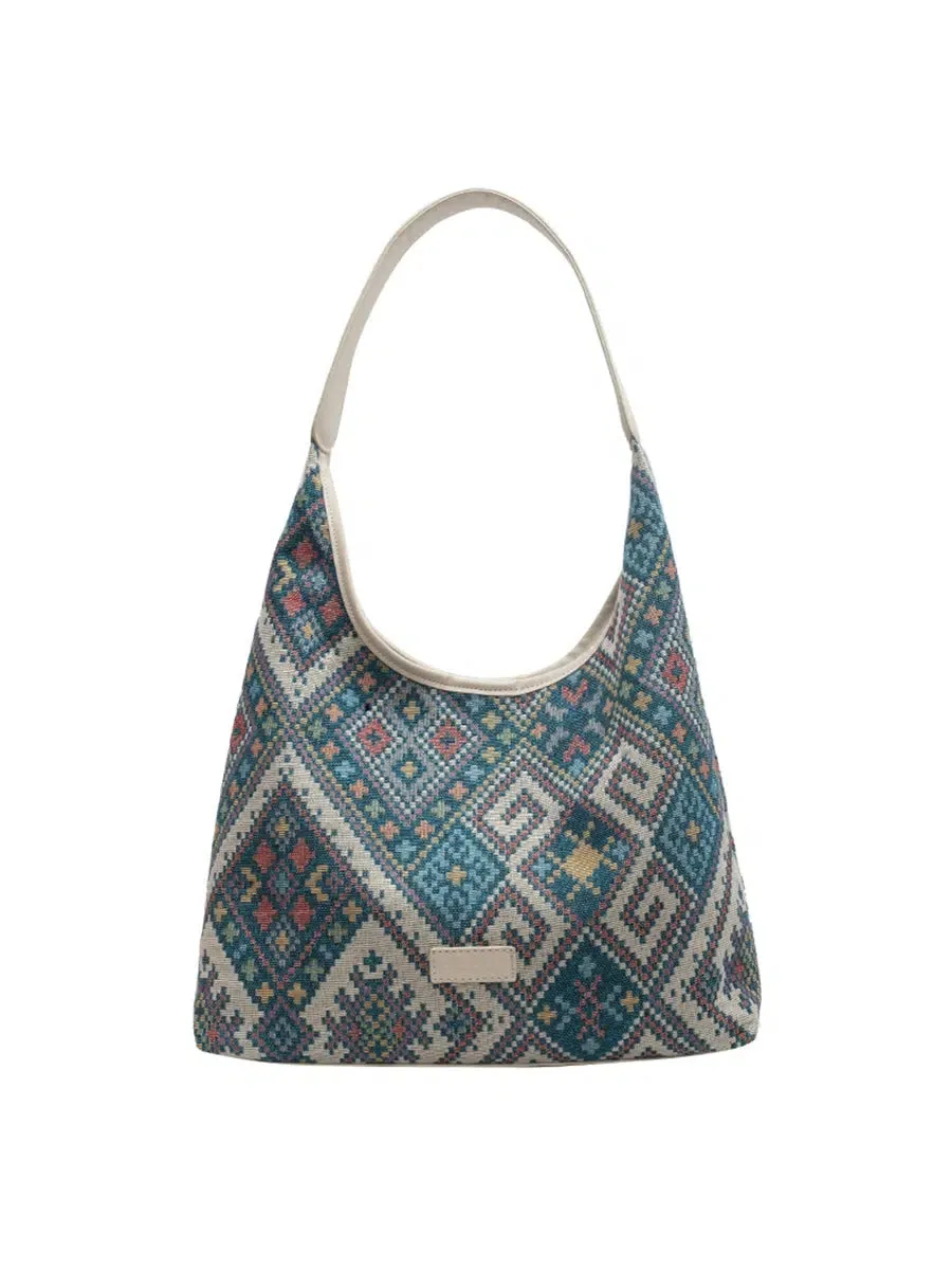 Boho Geometric Canvas Tote Bag