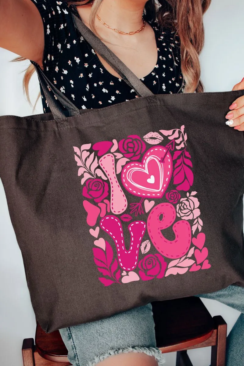 Boho Love Is In The Air Canvas Jumbo Tote