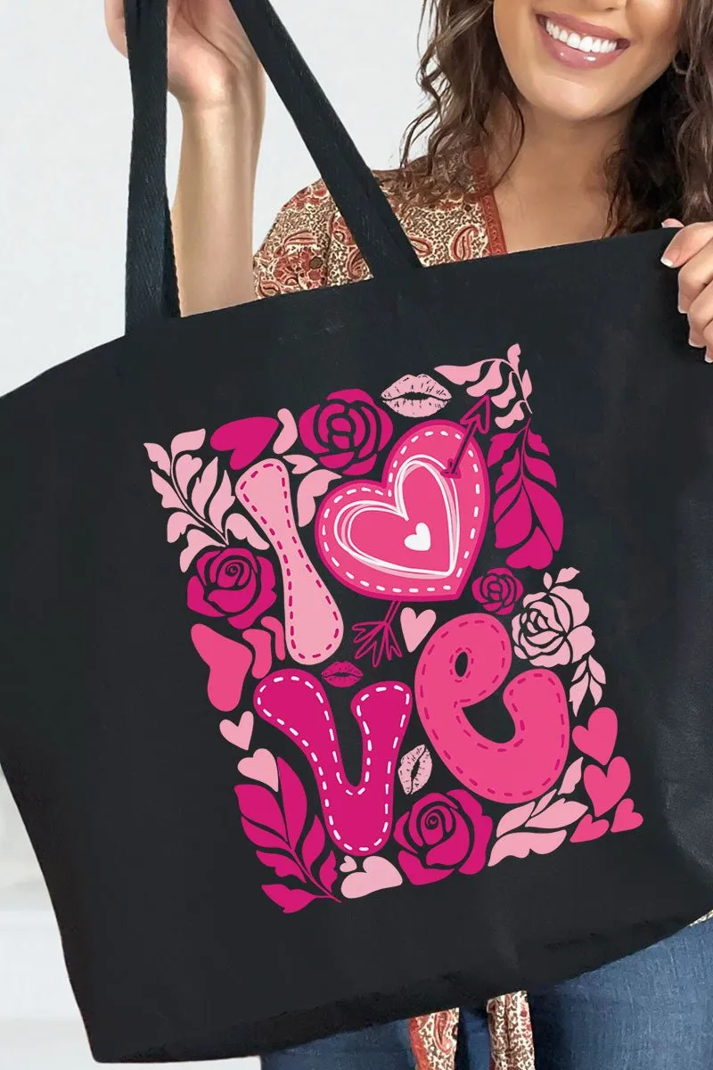 Boho Love Is In The Air Canvas Jumbo Tote