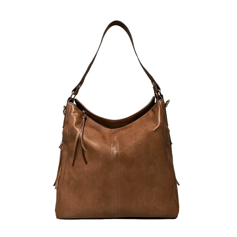 Brown Vegan Leather Shoulder Bag | Spacious, Water-Resistant, Lightweight & Adjustable Strap