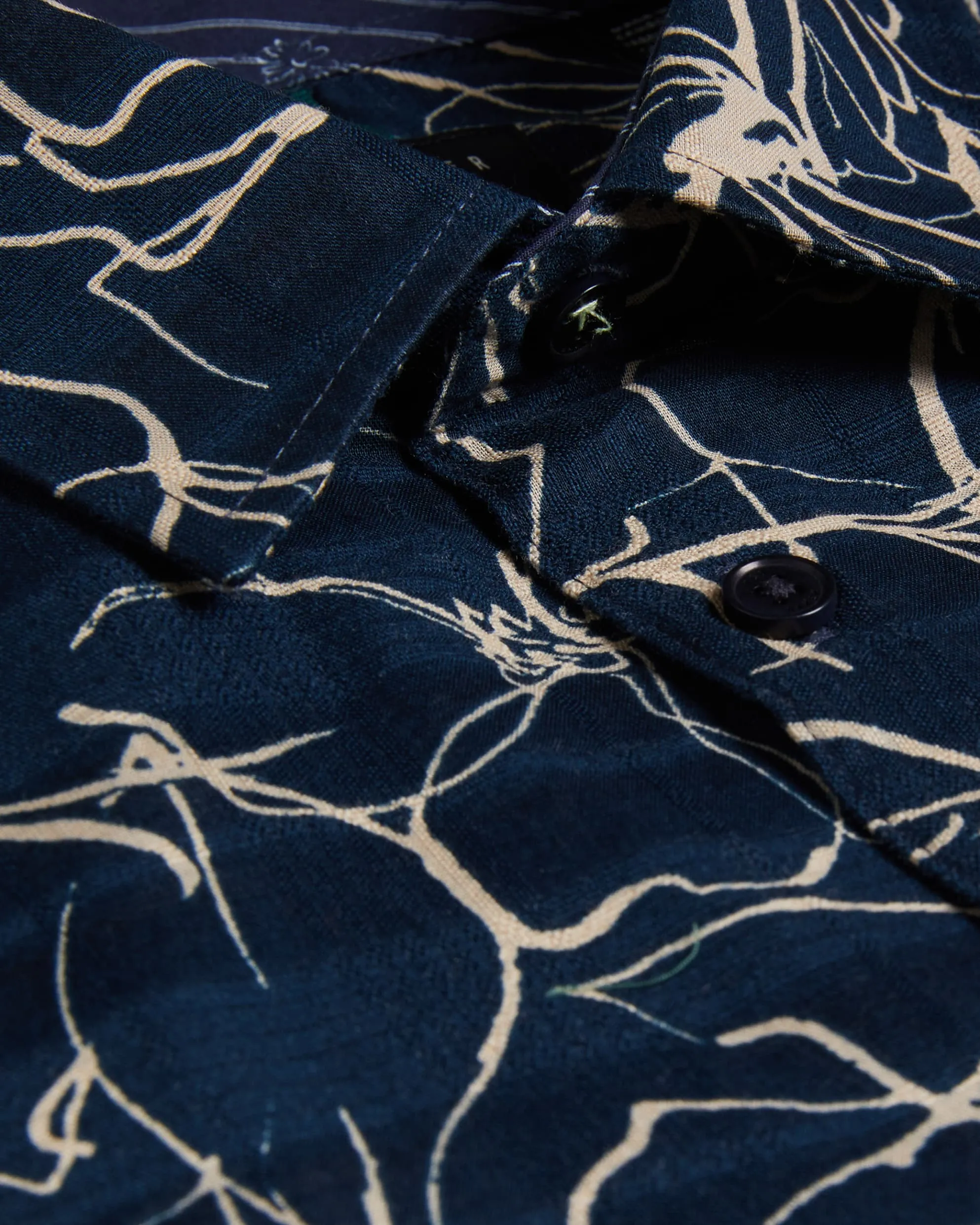 Cavu Short Sleeve Printed Cotton Shirt Navy