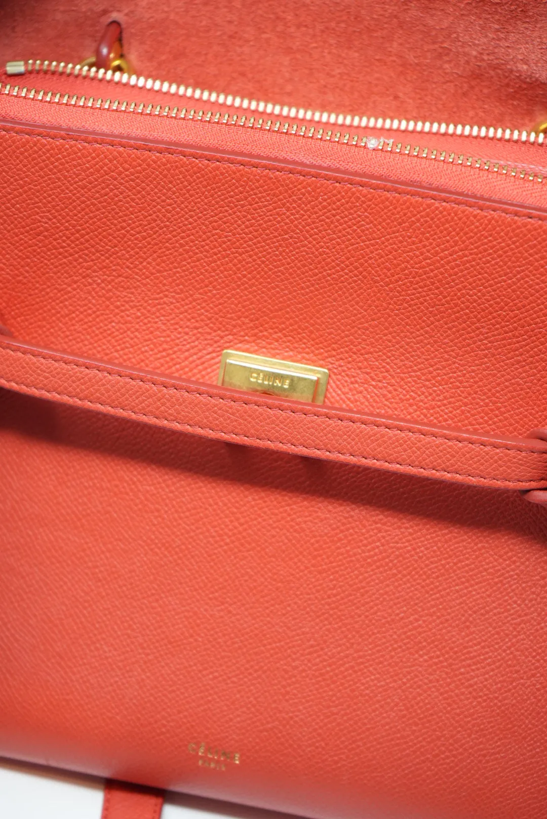 CELINE MICRO BELT BAG IN GRAINED CALFSKIN Orange