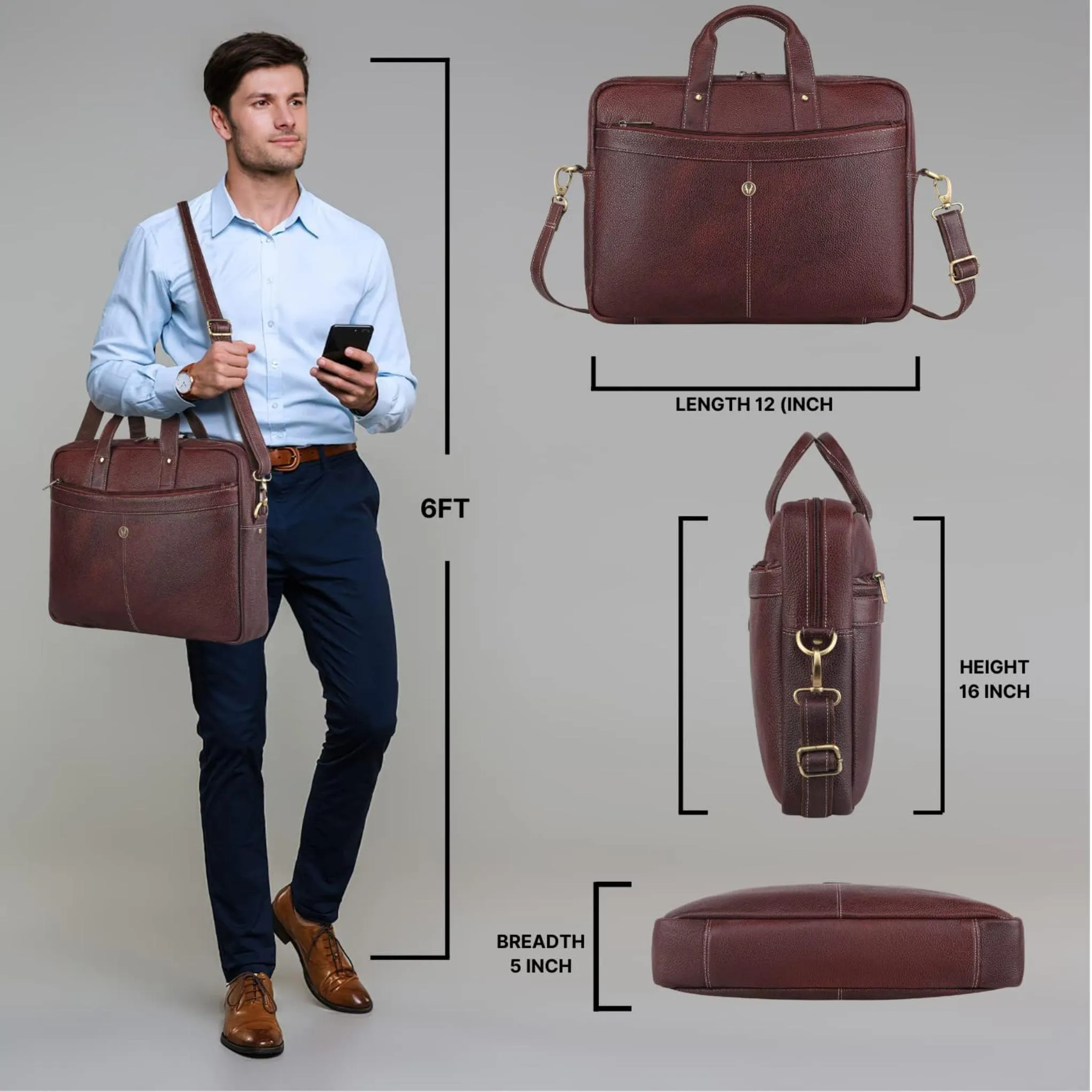 CHESTER Leather Laptop Messenger Bag for Men