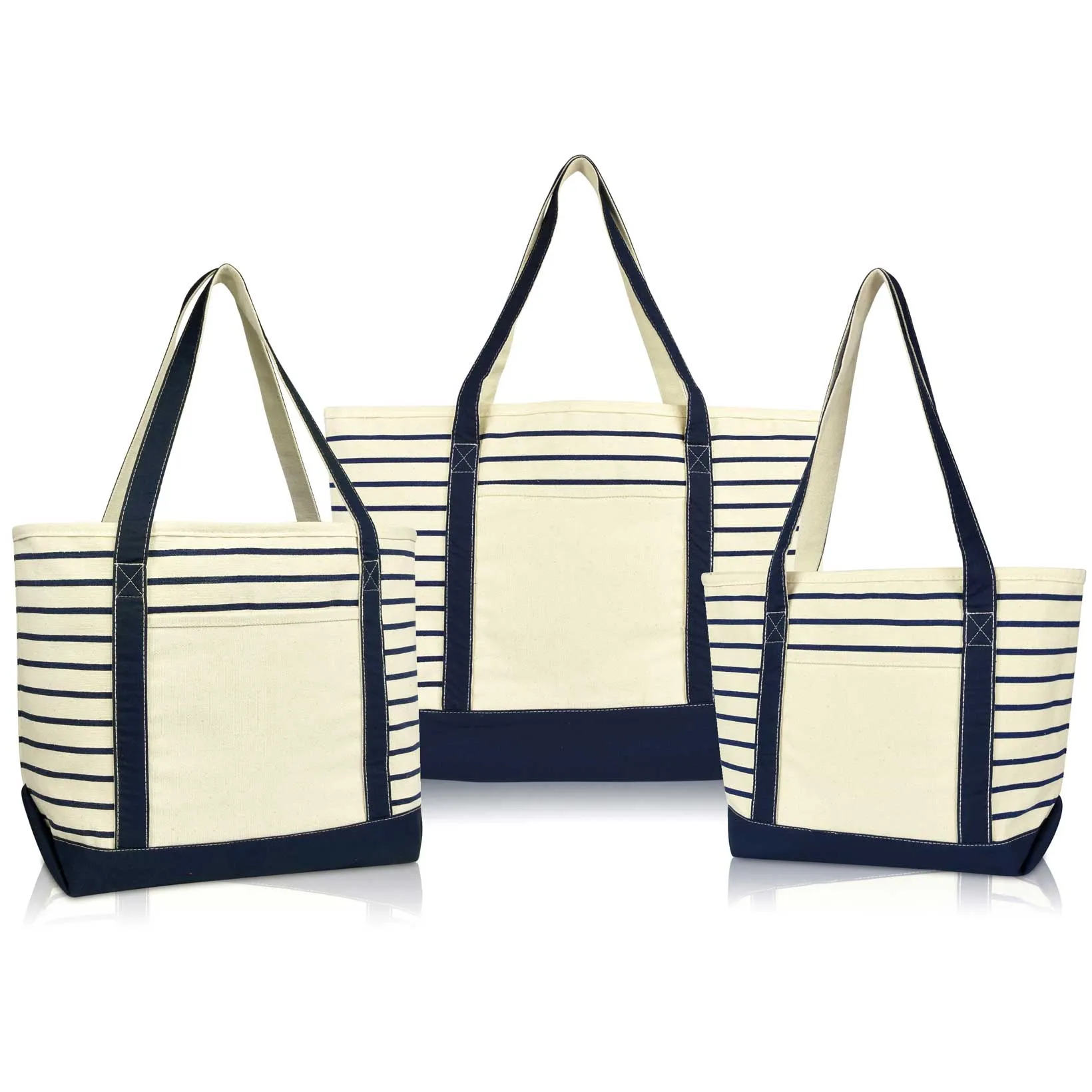 Dalix Striped Soft Tote (Set of 3)