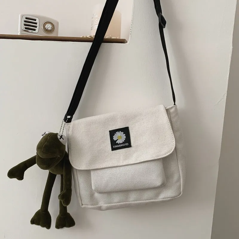 deanwangkt Korean Casual Canvas-Bag Women Small Messenger Bag Ladies Shoulder Bags For Women  Crossbody Bags Women Ladies Phone Bag