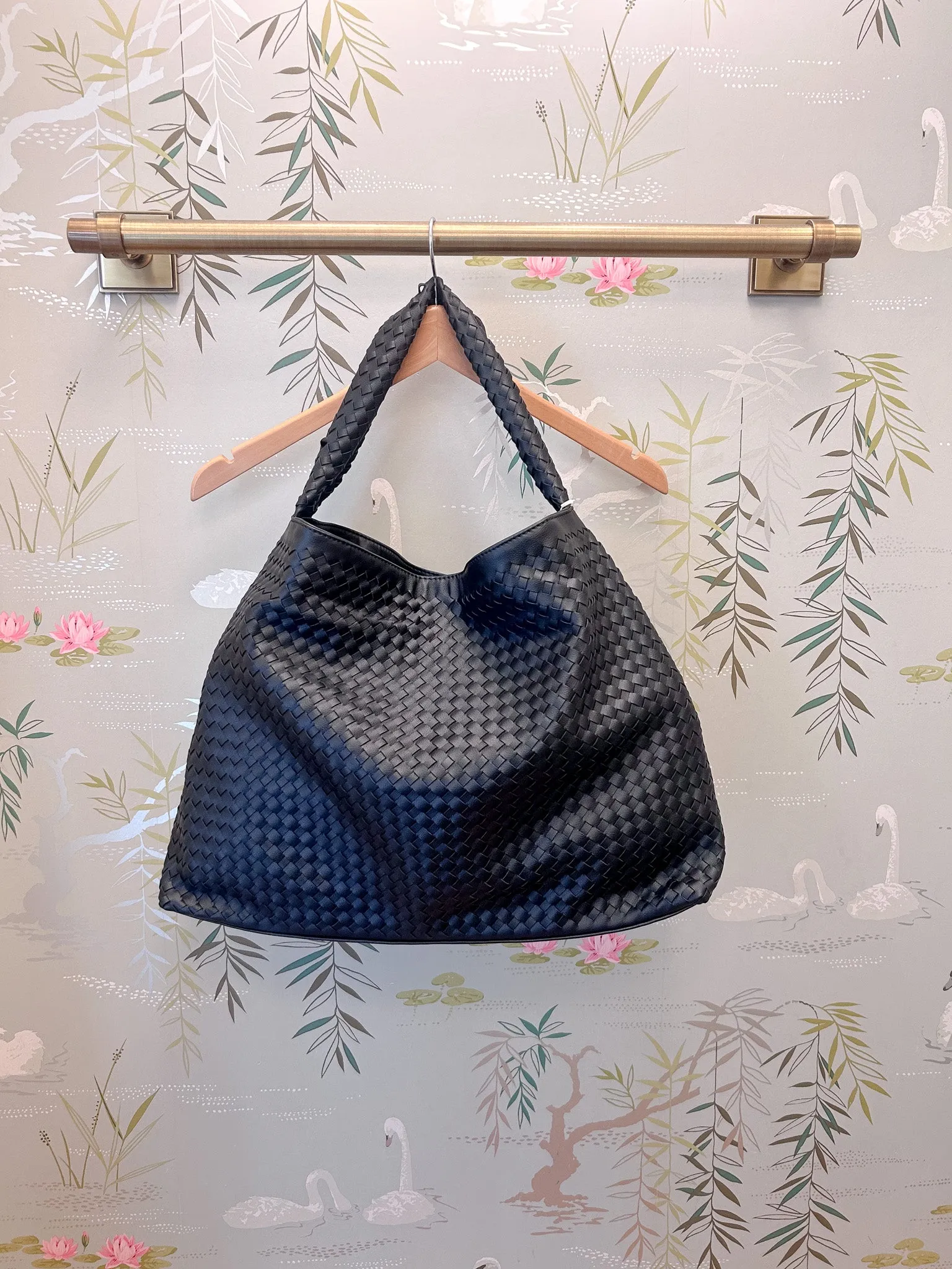 Drew Large Woven Bag Black