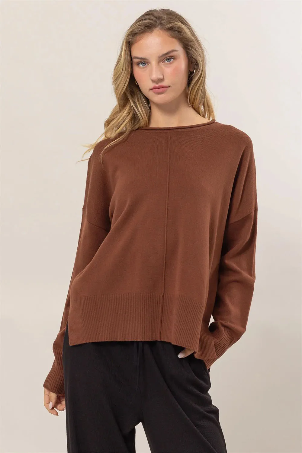 DROP SHOULDER PULLOVER SWEATER