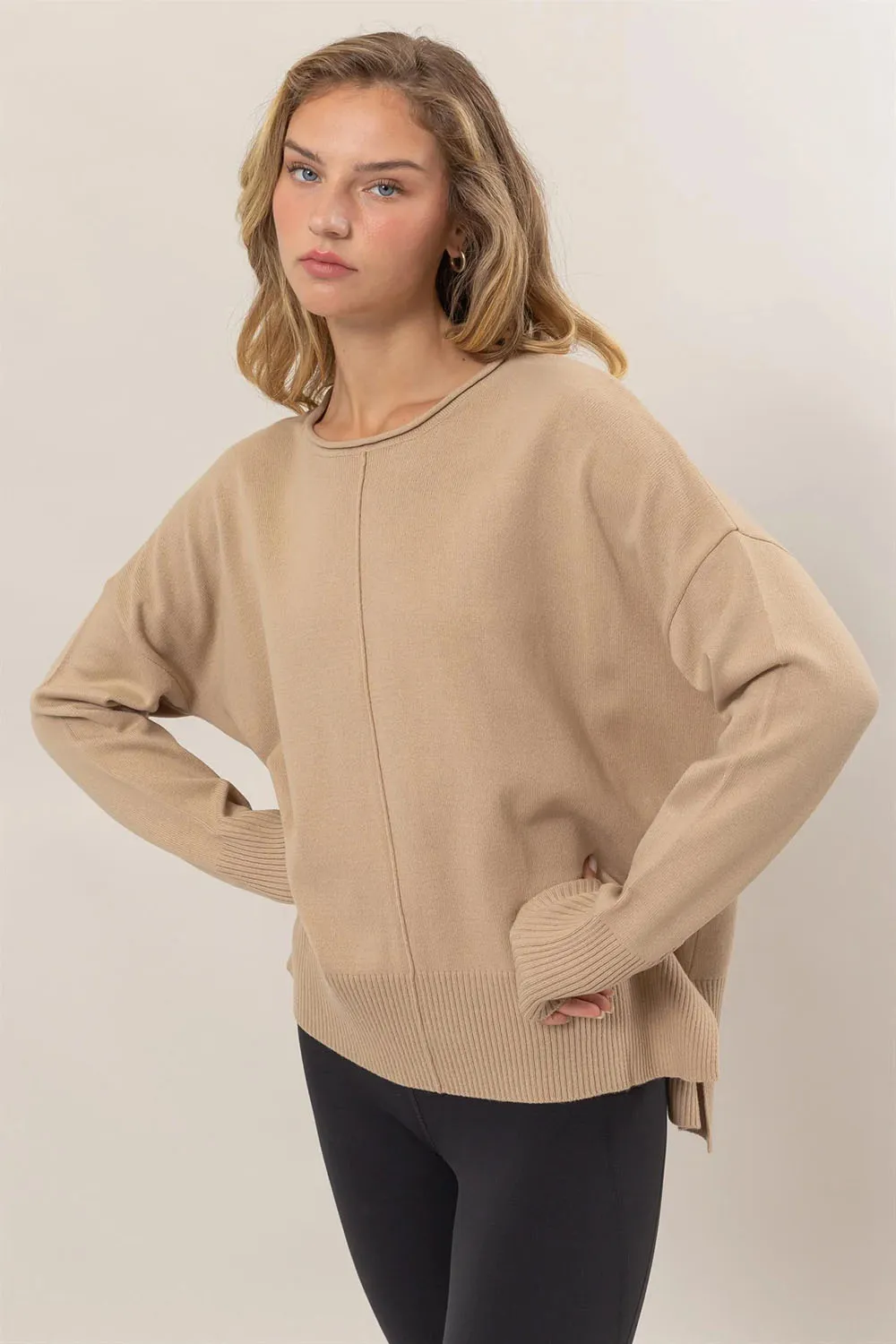 DROP SHOULDER PULLOVER SWEATER