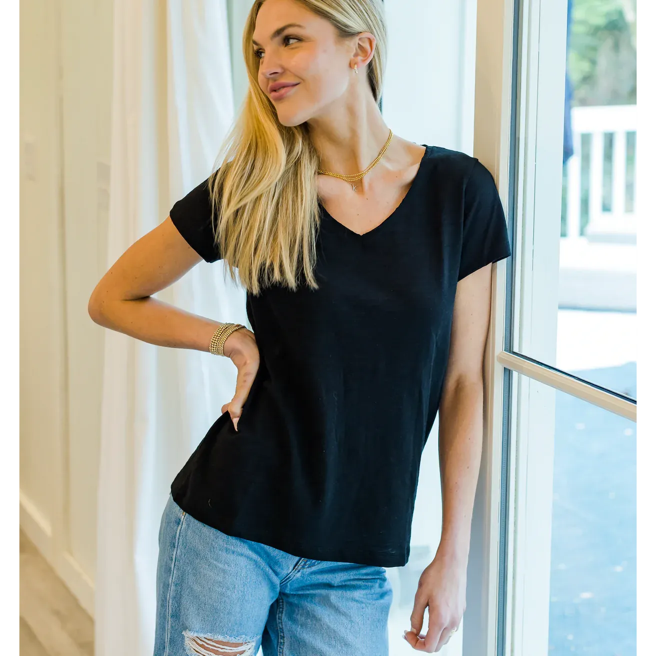 Erin Gray Short Sleeve MESSY V Tee