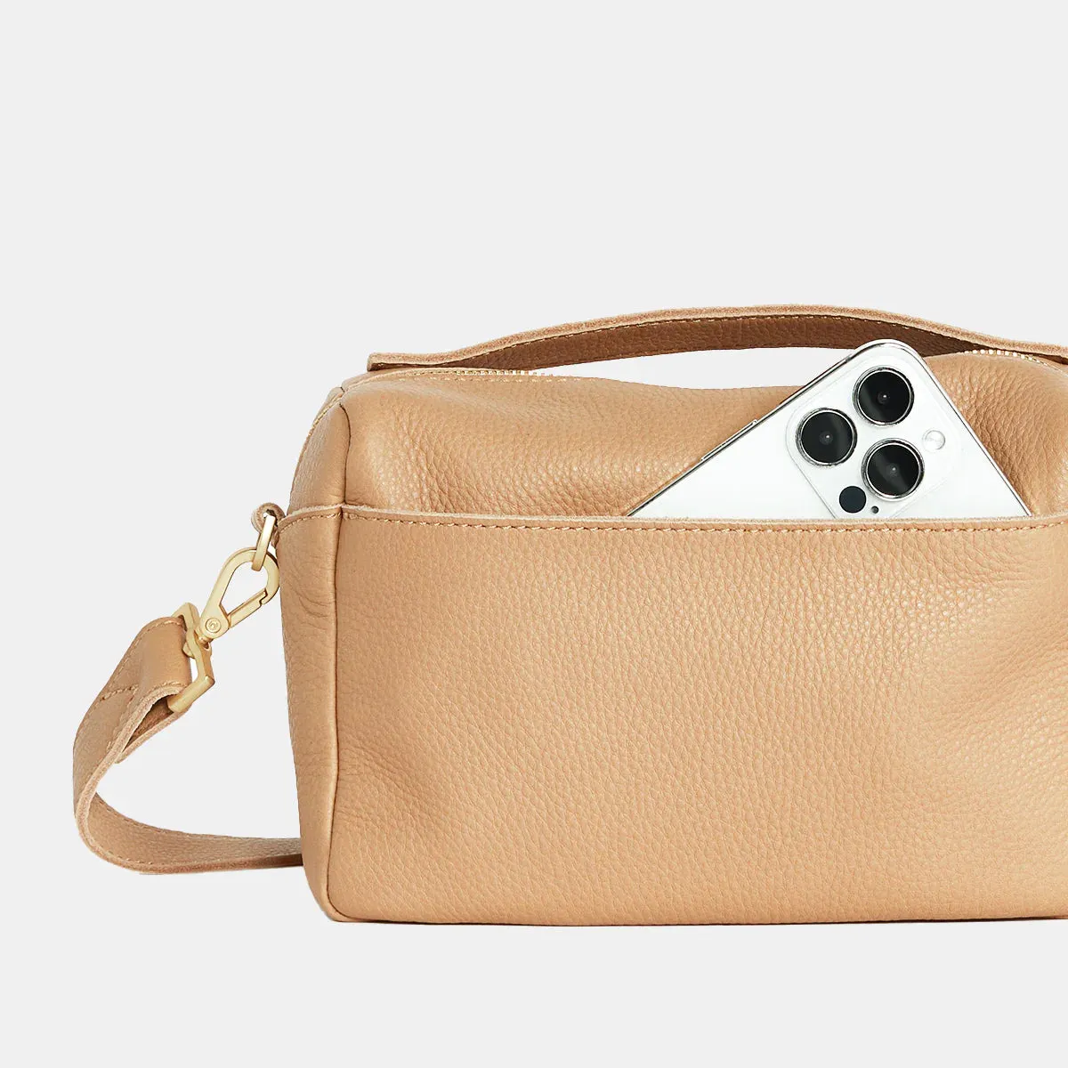 Evan Leather Crossbody Bag - Toast Tan