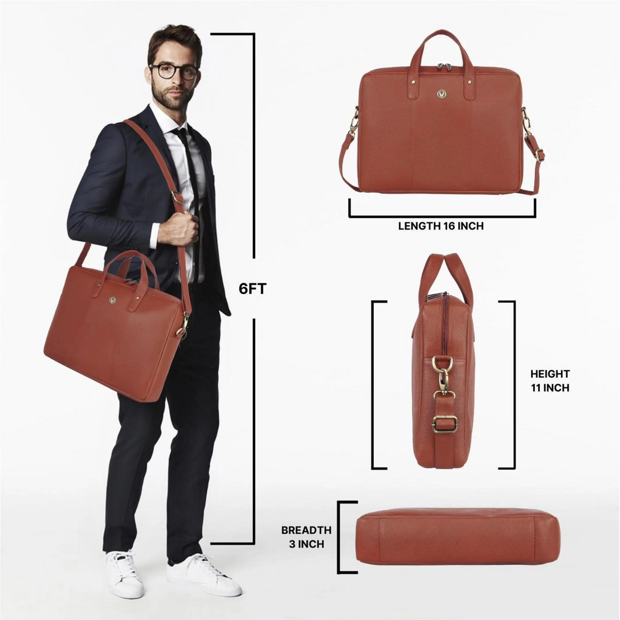 EVANDER Leather Laptop Messenger Bag for Men