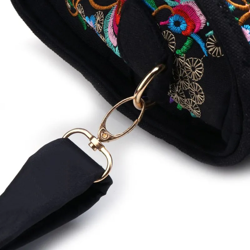 Floral Embroidered Boho Canvas Shoulder Bag