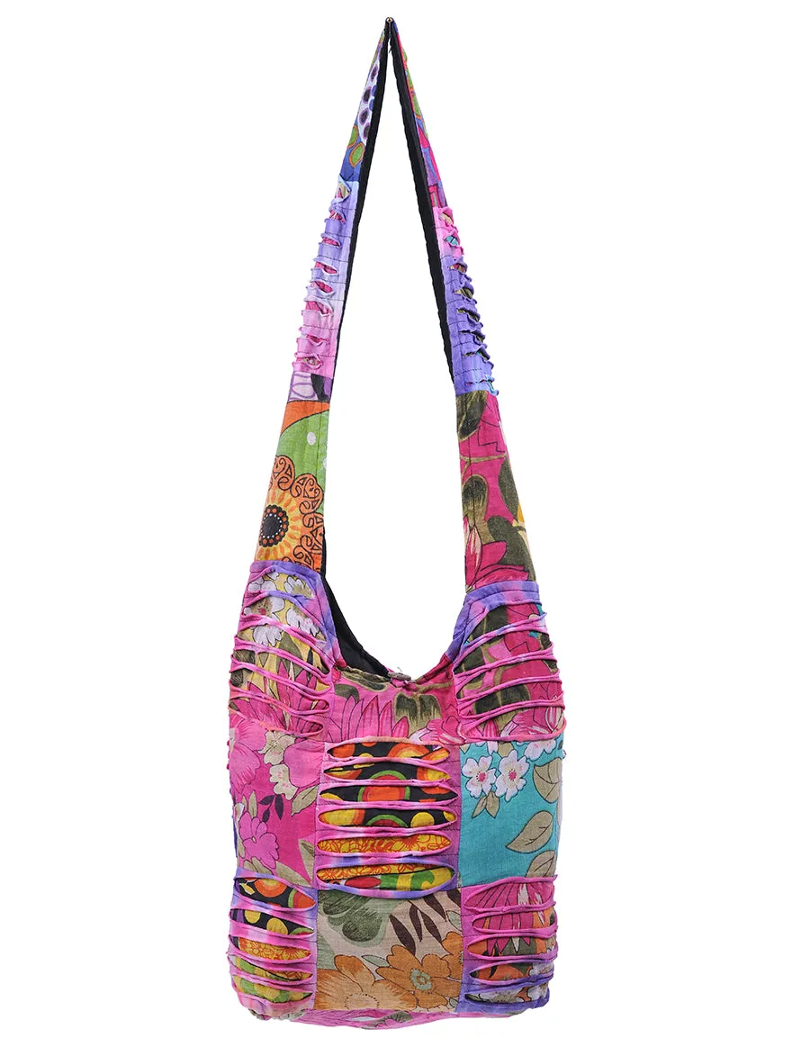 Floral Printed Patch Cotton Hobo Bag