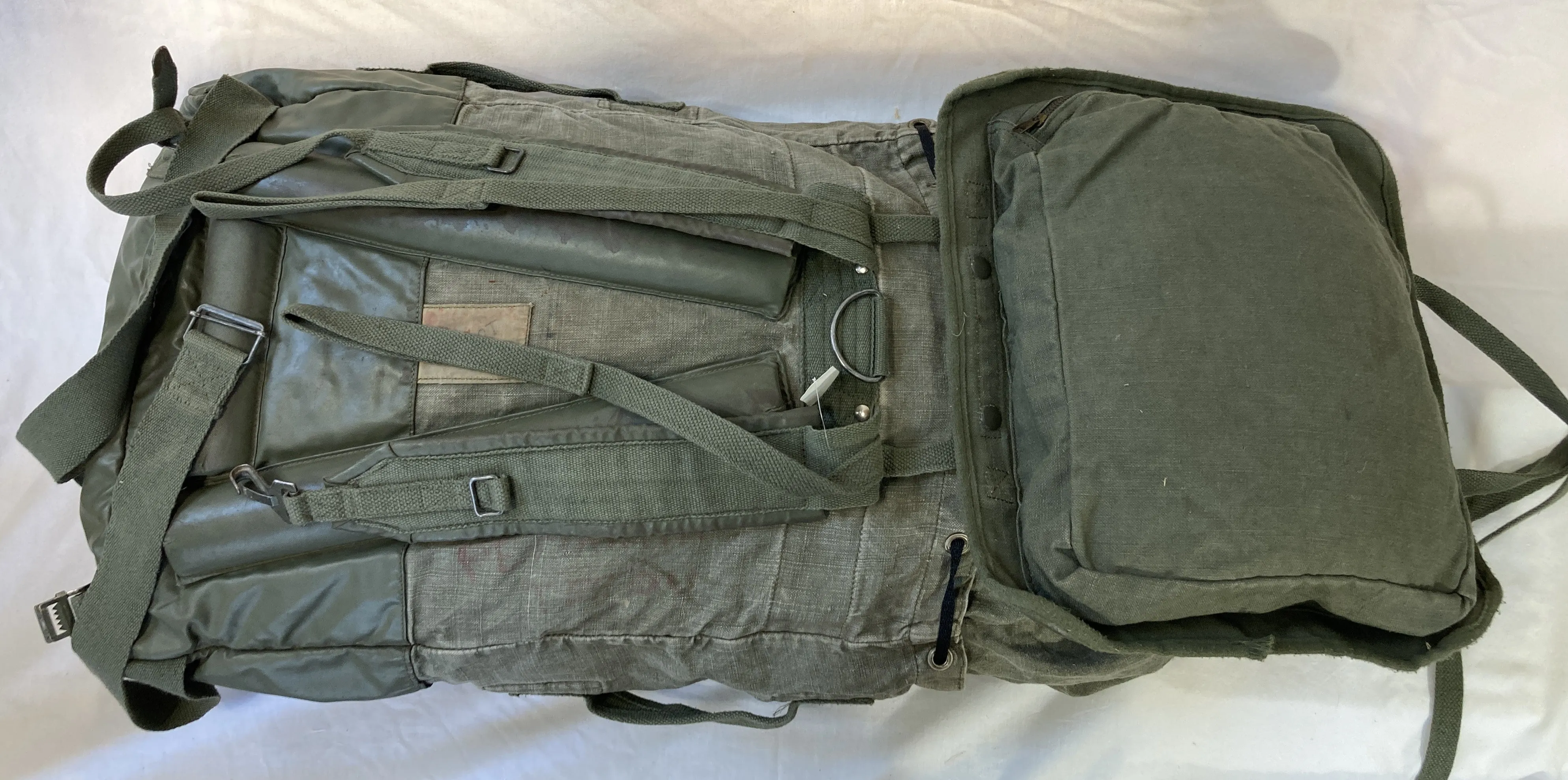 French Military Green Canvas Rucksack