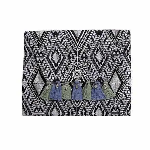 Geometric Clutch Bag With Tassels - Thailand