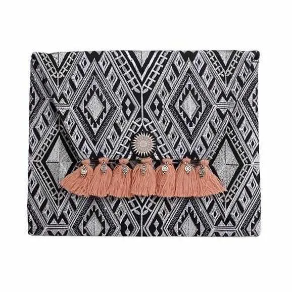 Geometric Clutch Bag With Tassels - Thailand