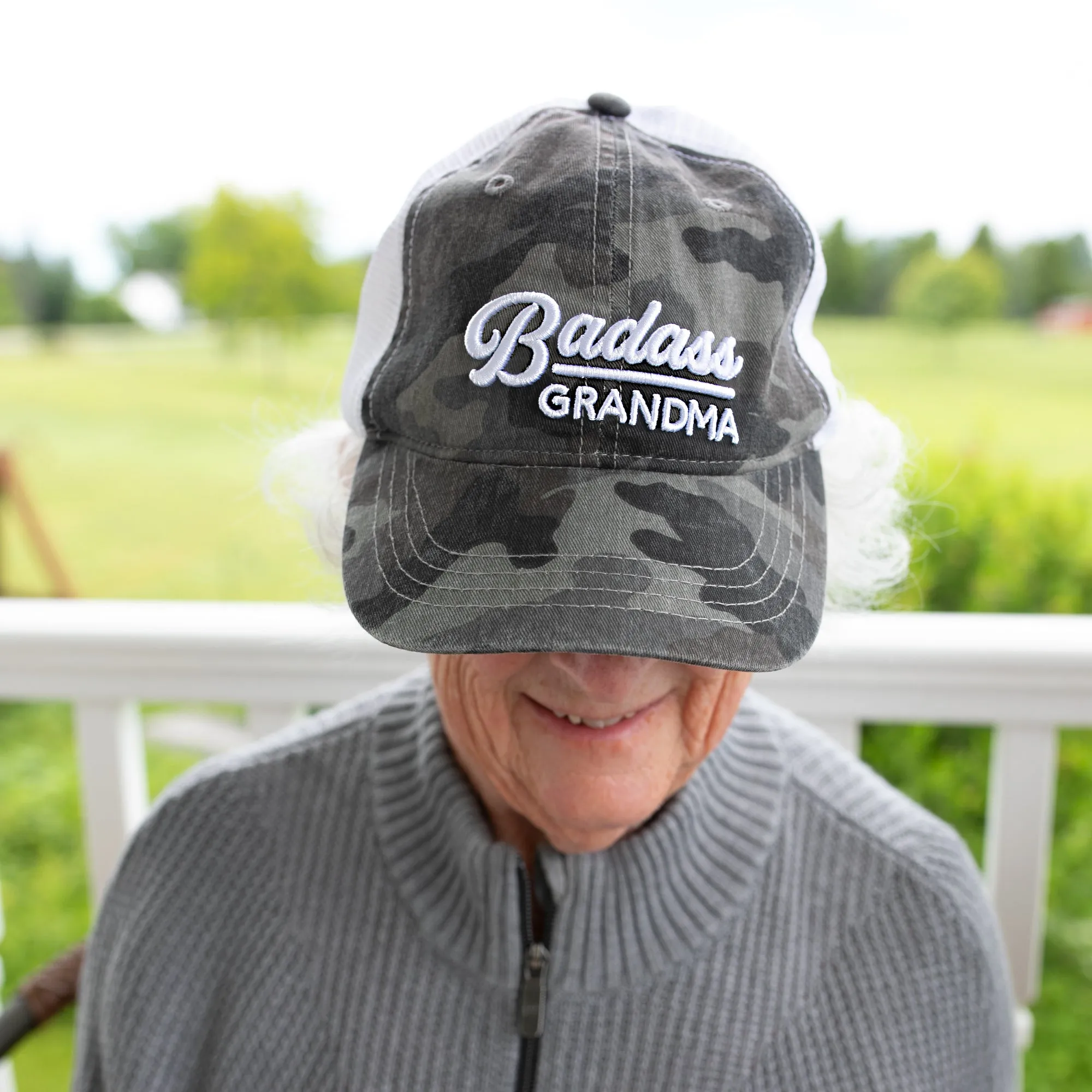 Grandma Gray Camo Adjustable Mesh Hat