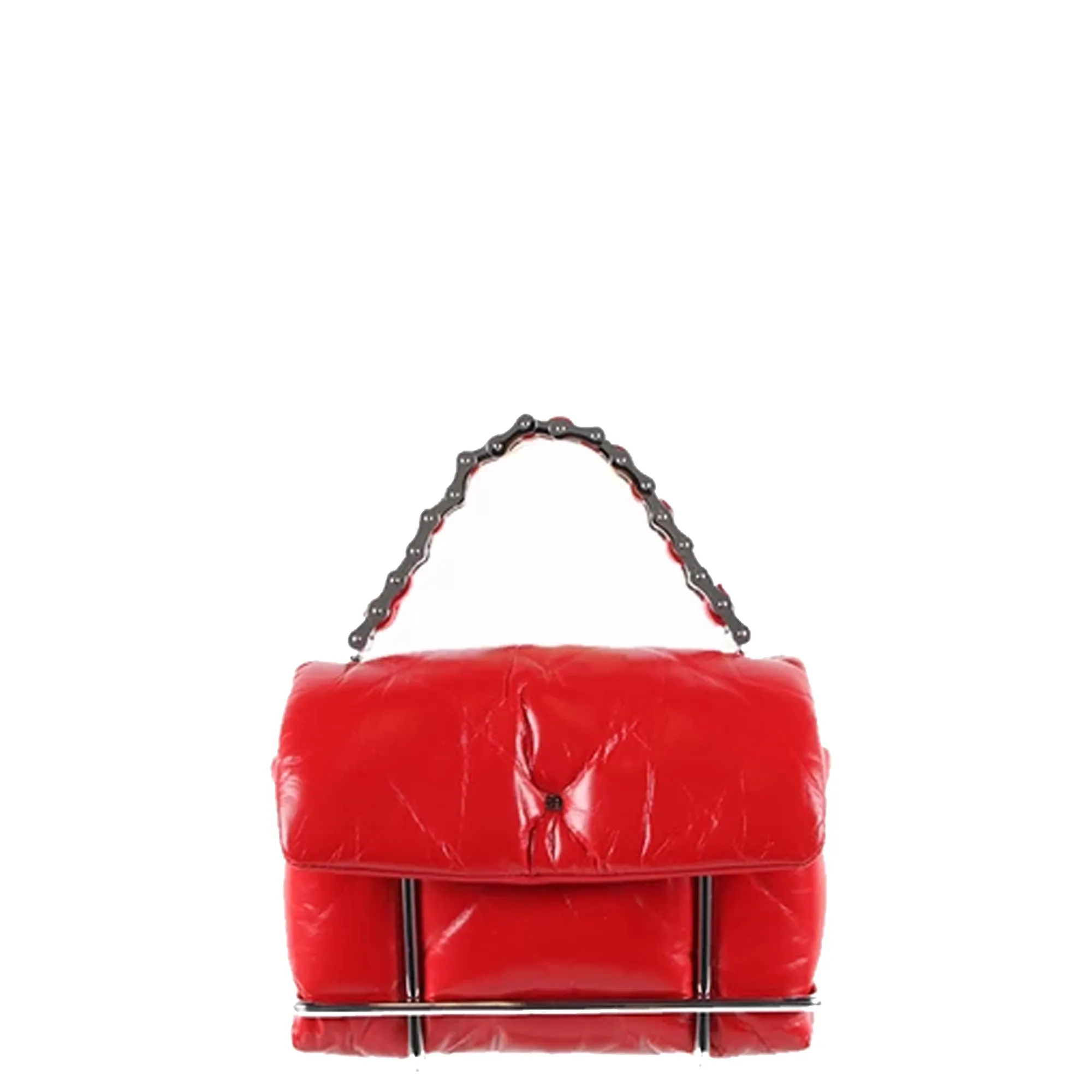 Halo Quilted Crossbody, Red/Silver