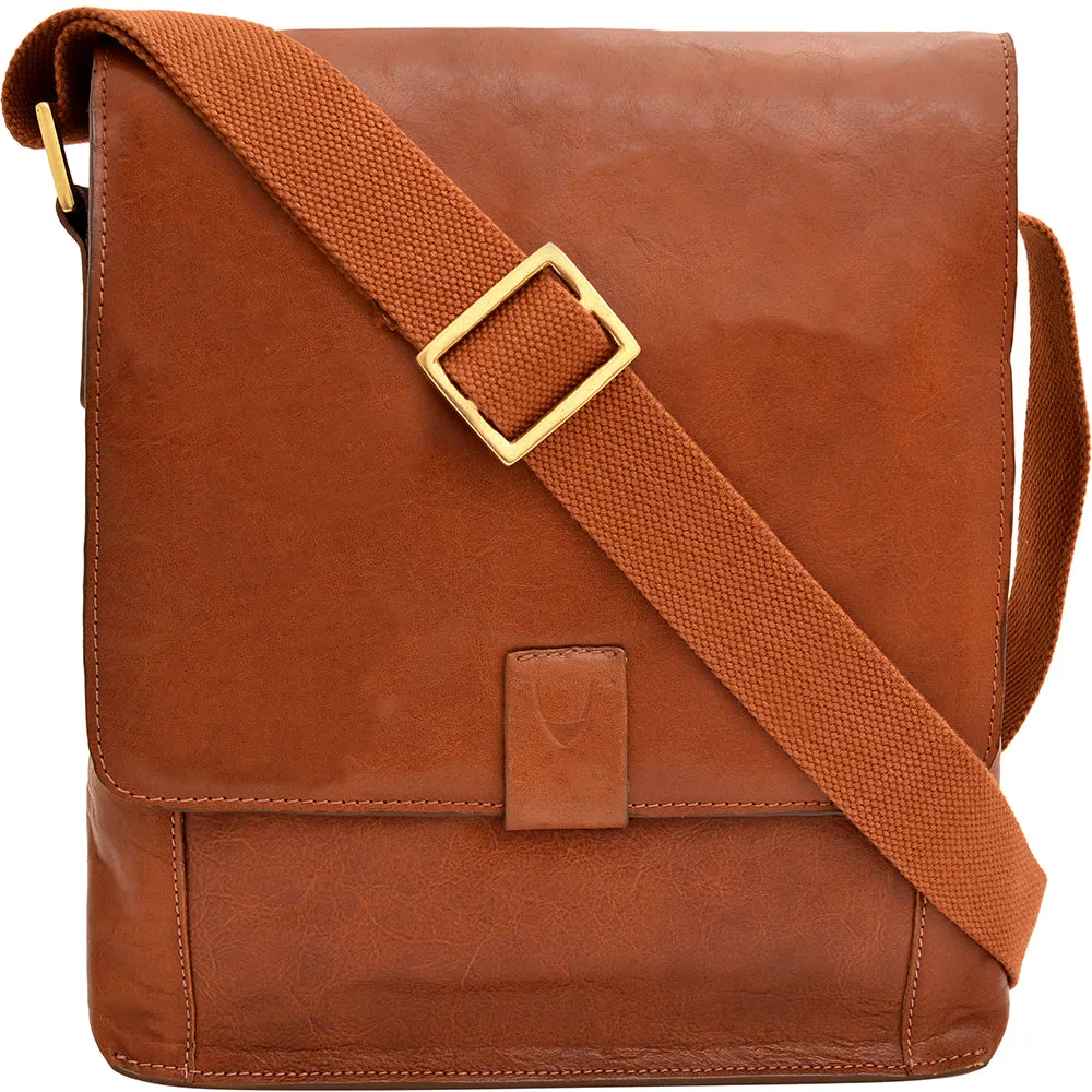 Hidesign Aiden Leather Medium Crossbody Messenger Tan