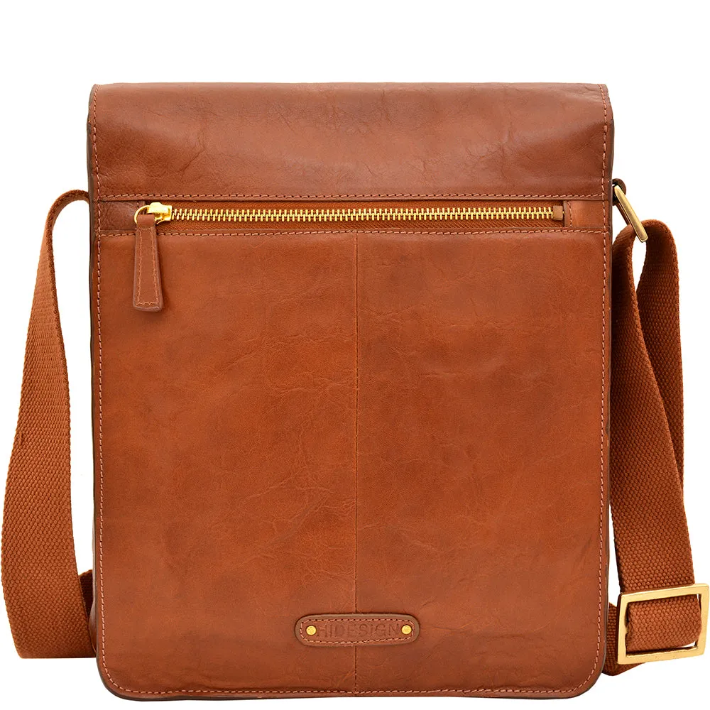 Hidesign Aiden Leather Medium Crossbody Messenger Tan