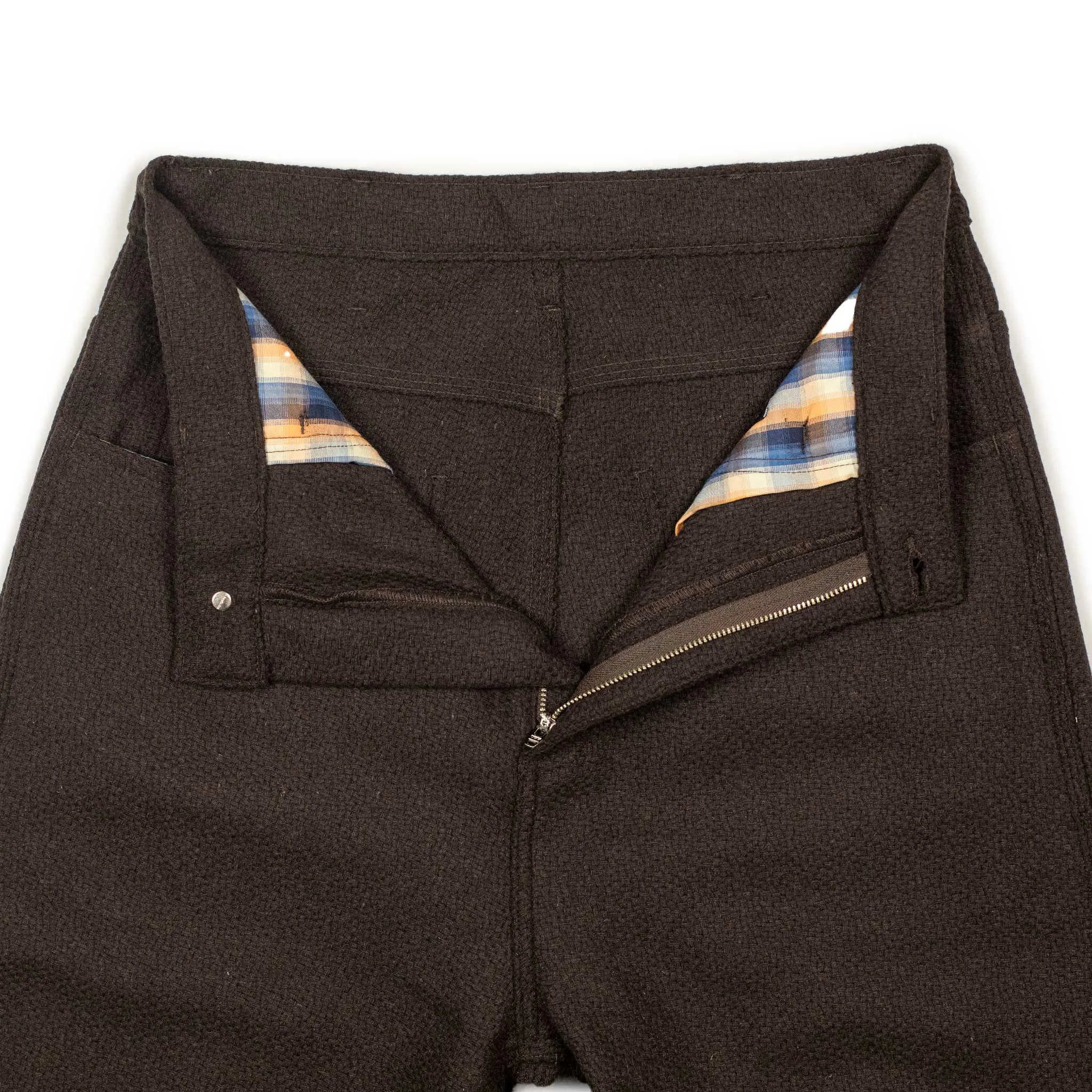 High Rise 5-Pocket Pants in Vicente brown wool flannel