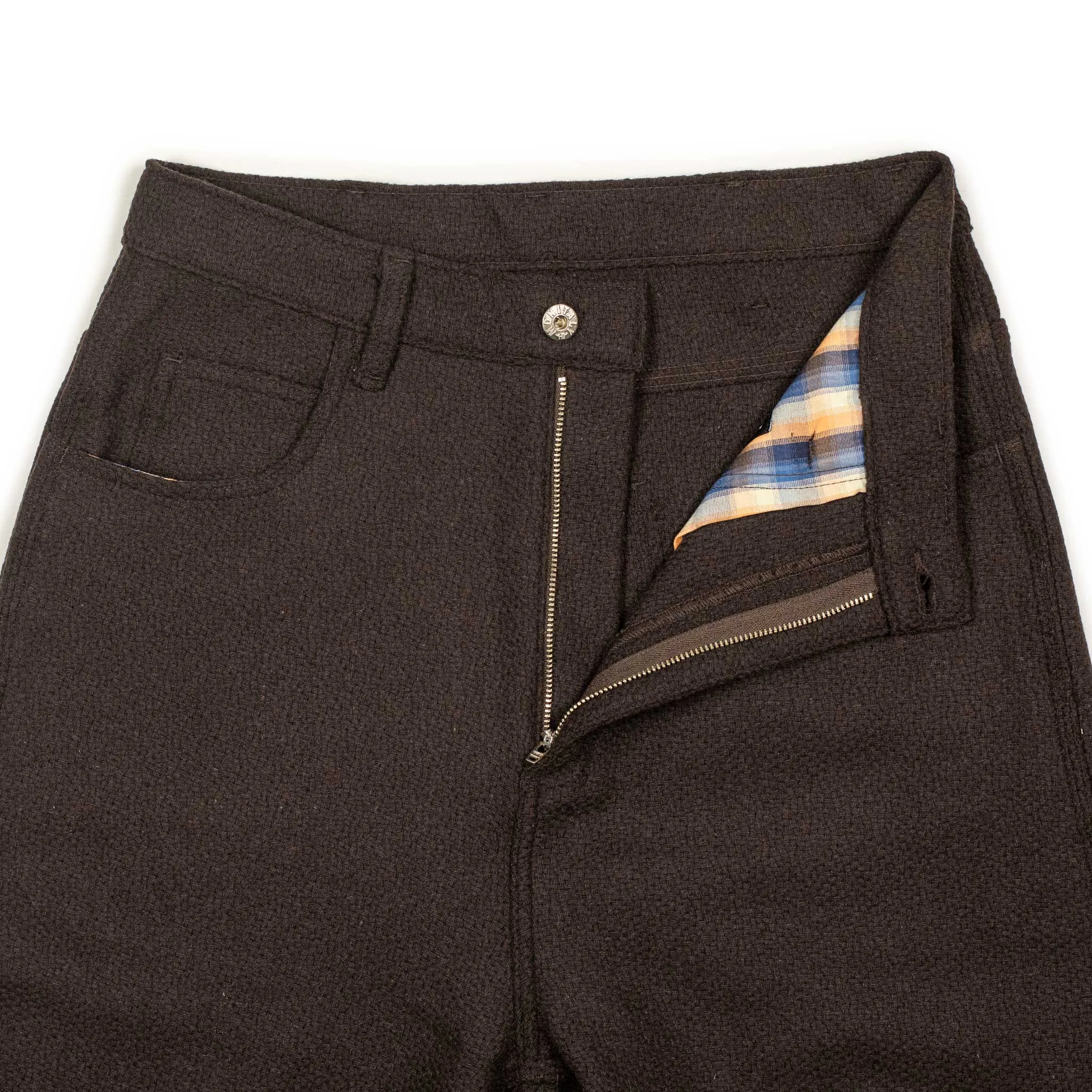 High Rise 5-Pocket Pants in Vicente brown wool flannel