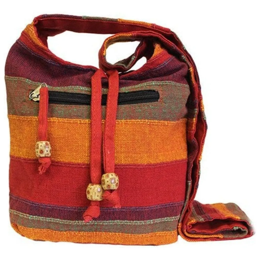 Indian Cotton Sling Bag - Nepal  Stripe - 6 Colours - Fairly Traded