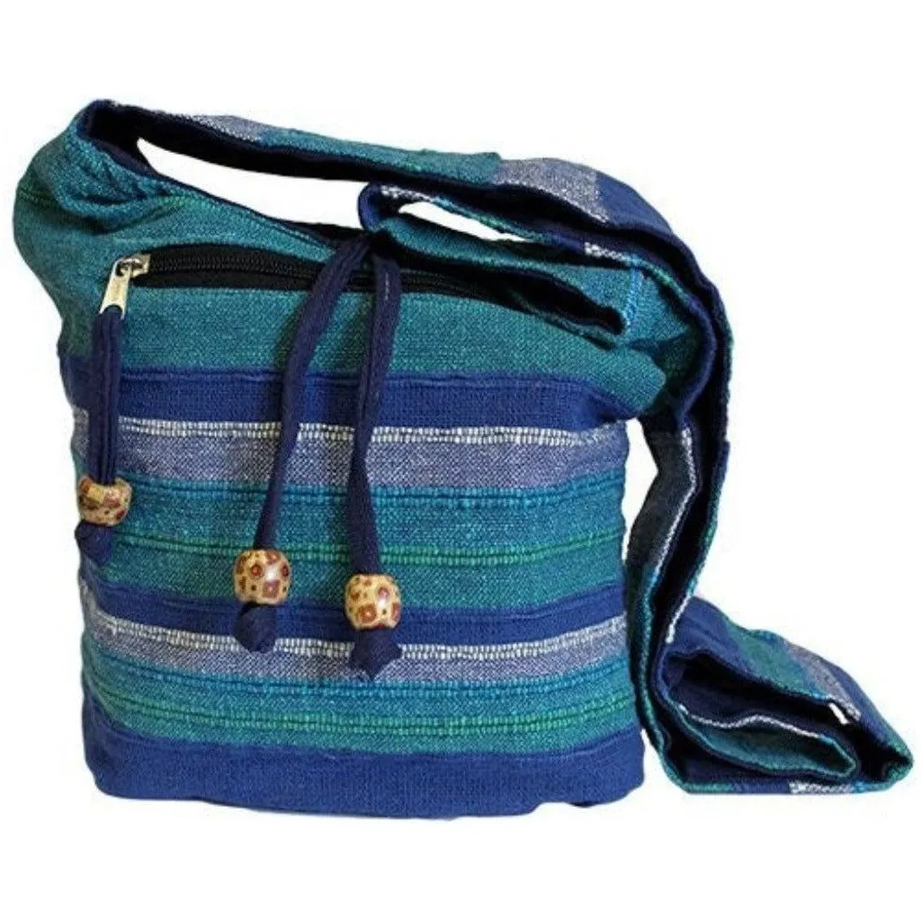 Indian Cotton Sling Bag - Nepal  Stripe - 6 Colours - Fairly Traded