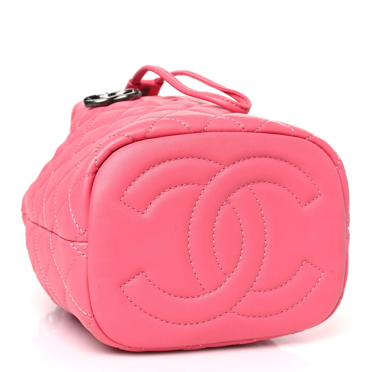 Lambskin Quilted CC Chain Bucket Bag Pink