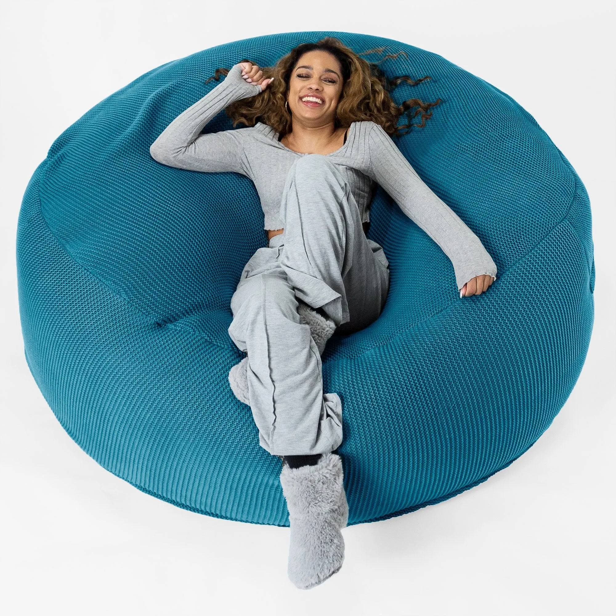 Mega Mammoth Bean Bag - Ellos Knitted Petrol Blue