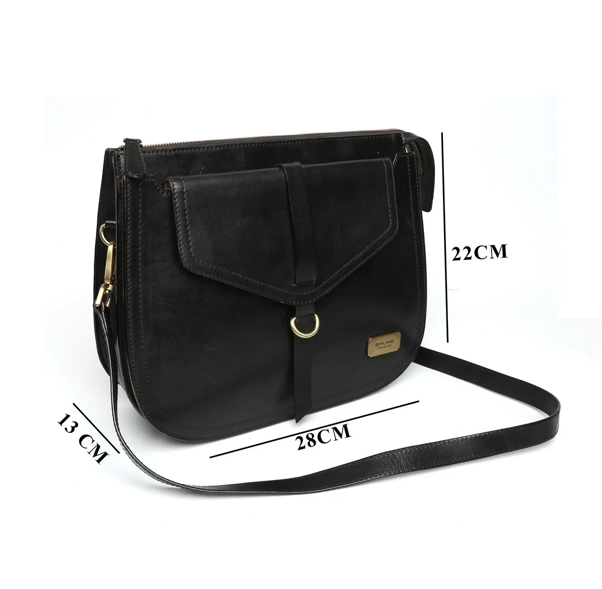 Modern Black Leather Sleek Look Ladies Bag By Brune & Bareskin