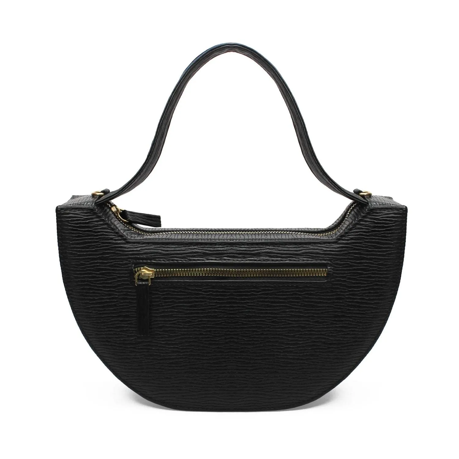 Modern Myth SAIL Black Ribbed Half Moon Shaped Handbag for Girls & Women