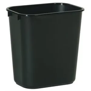 Office Wastebasket, Black, Rectangle, 28-1/8-Qts.