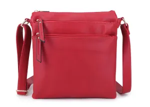 PLAIN RED MULTI COMPARTMENT CROSS BODY SHOULDER BAG