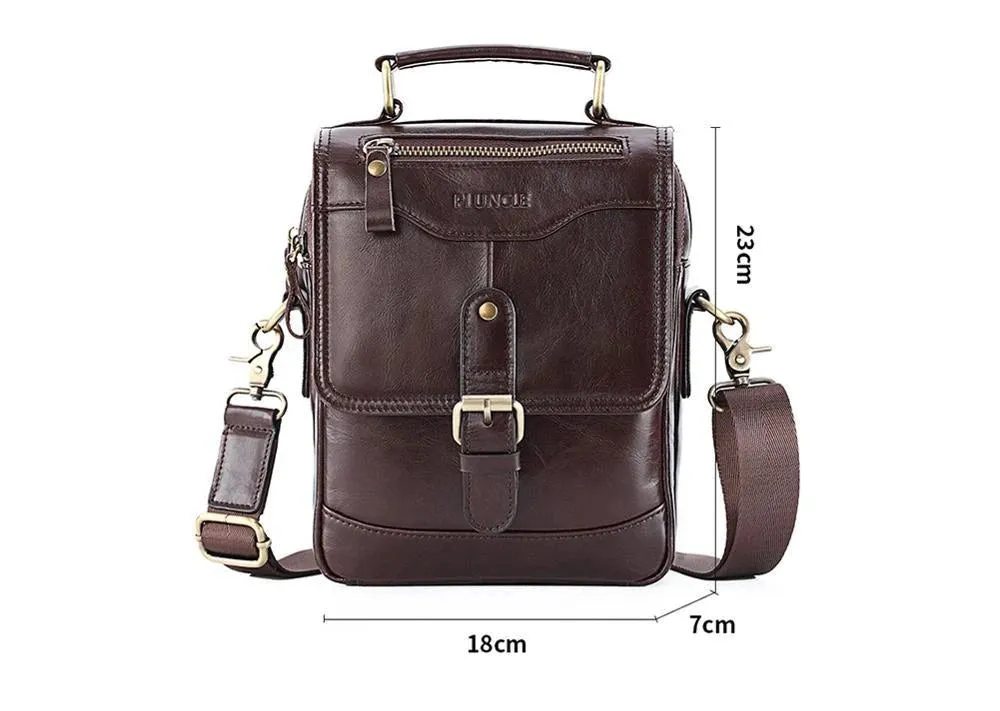 PLX™ Men's Leather Crossbody Messenger Satchel Shoulder Tablet Bag