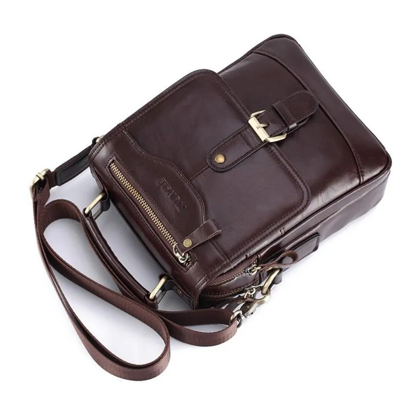 PLX™ Men's Leather Crossbody Messenger Satchel Shoulder Tablet Bag