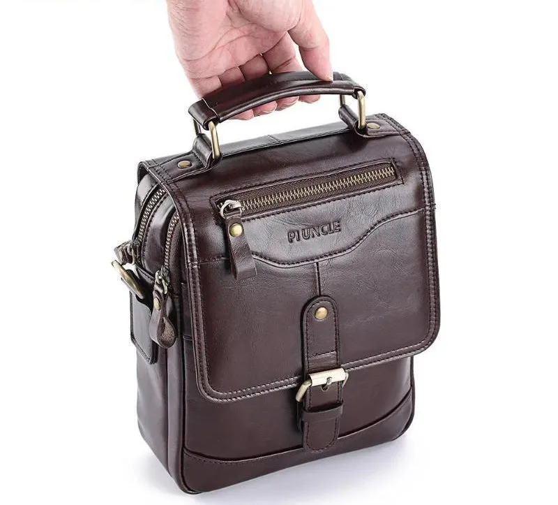 PLX™ Men's Leather Crossbody Messenger Satchel Shoulder Tablet Bag