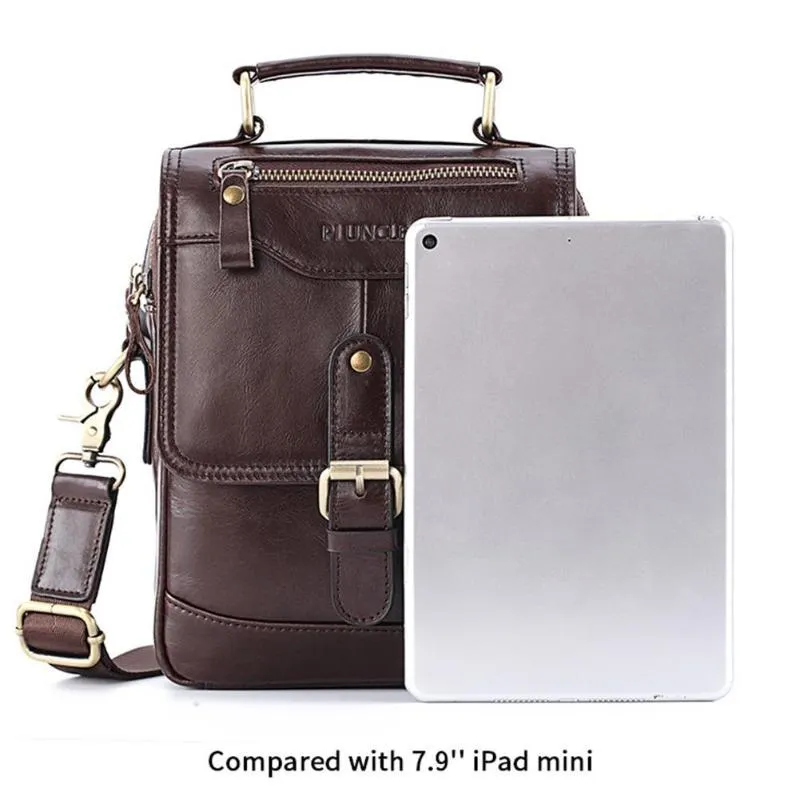 PLX™ Men's Leather Crossbody Messenger Satchel Shoulder Tablet Bag